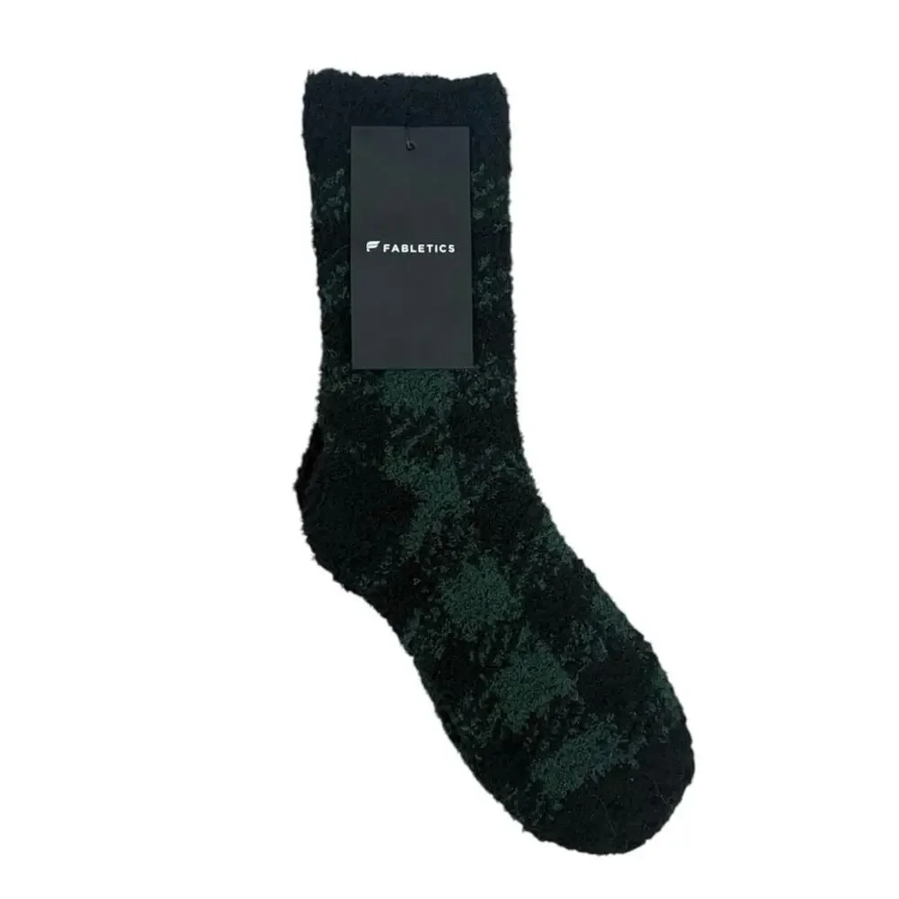 New Fabletics Green Black Fuzzy Socks